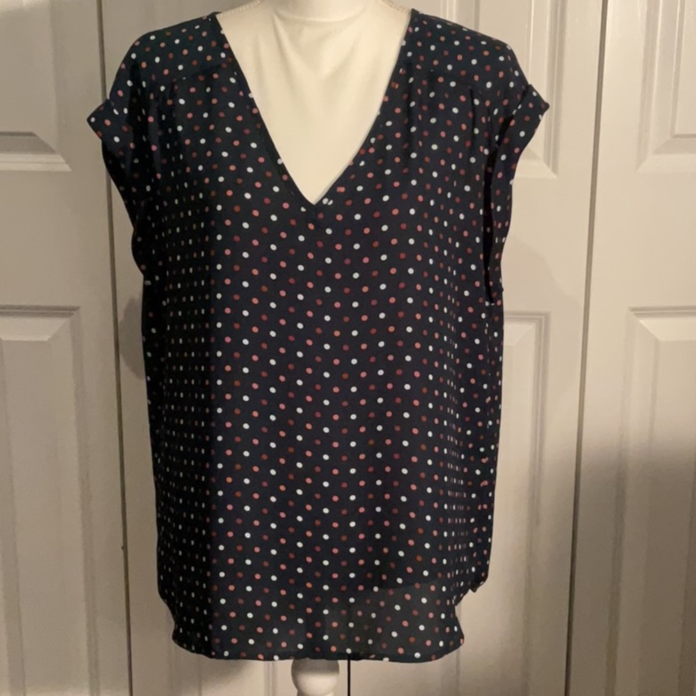 New York & Company Green Cap Sleeve Boxy Blouse